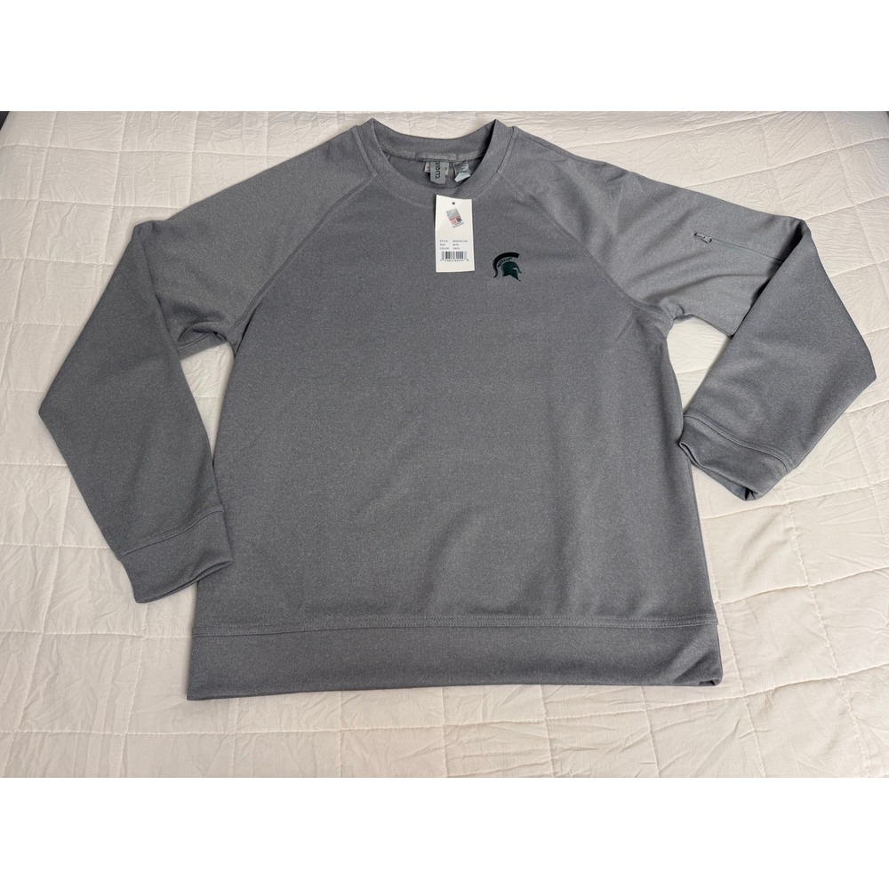 Michigan State Spartans Clique NCAA Gray Pullover Long Sleeve Top‎ M Sparty MSU